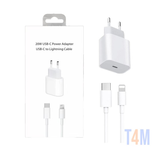 Charger USB-C Port 20W with Lightning Cable 1m White
